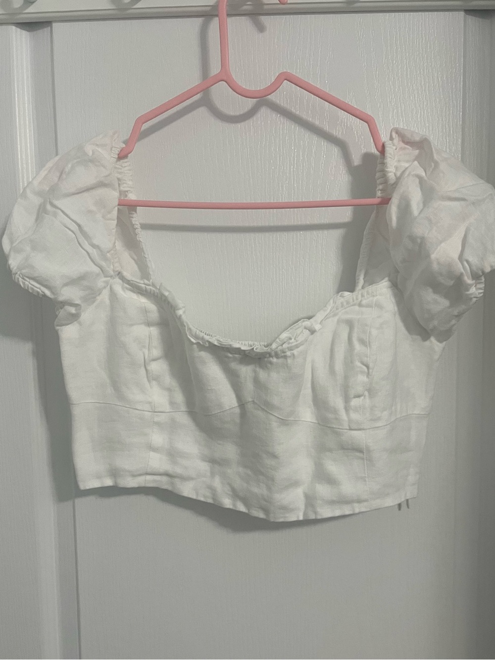 White Puff Sleeve Crop Top - Wilfred